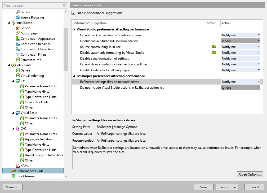 ReSharper options: Environment | Performance Guide ReSharper options: Environment | Performance Guide