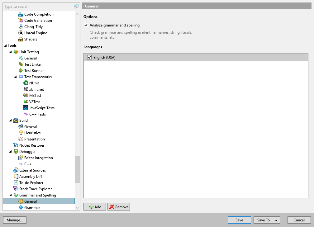 ReSharper options: Tools | Grammar and Spelling | General ReSharper options: Tools | Grammar and Spelling | General