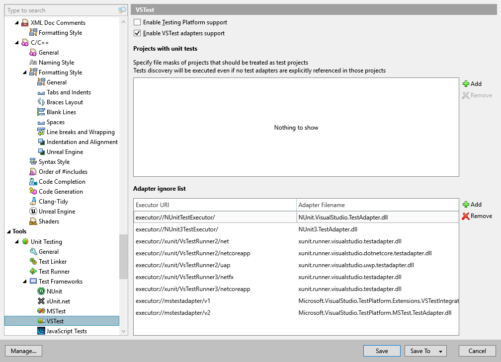 ReSharper options: Tools | Unit Testing | Test Frameworks | VSTest ReSharper options: Tools | Unit Testing | Test Frameworks | VSTest