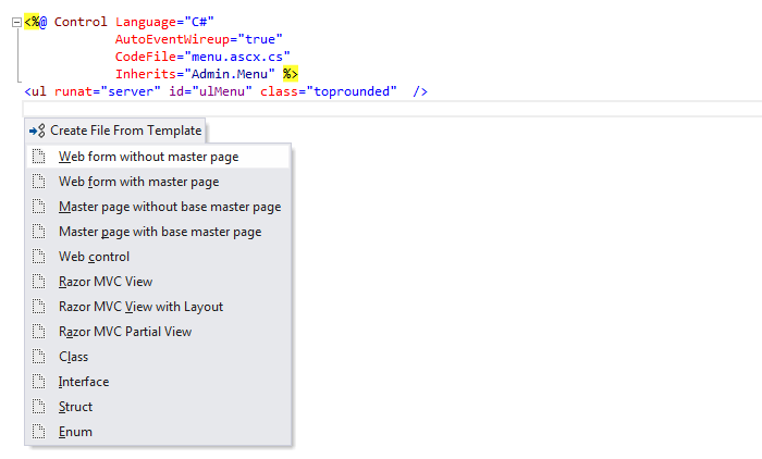 ReSharper: File templates in ASP.NET ReSharper: File templates in ASP.NET