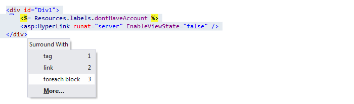 ReSharper: Surround templates in ASP.NET ReSharper: Surround templates in ASP.NET