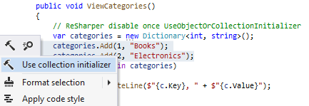 ReSharper: Converting assignments to object initializer ReSharper: Converting assignments to object initializer