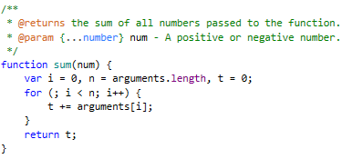 Highlighting of JSDoc comments Highlighting of JSDoc comments