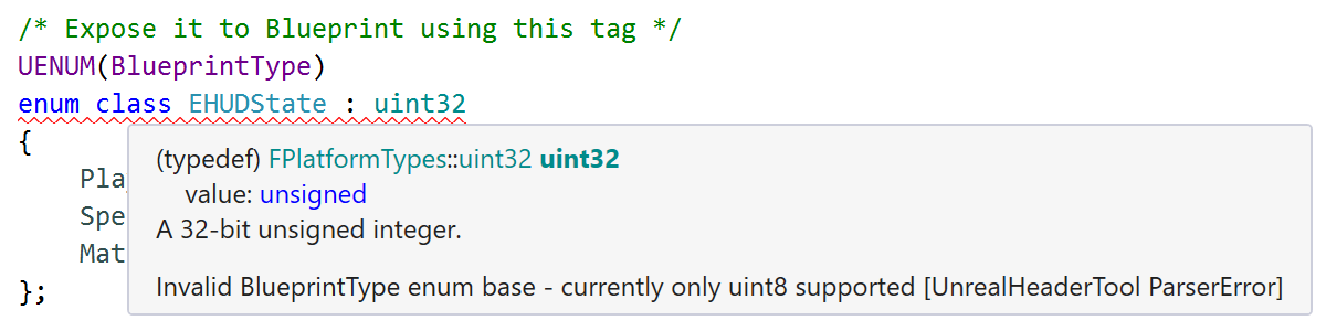 UnrealHeaderTool Error: Currently only uint8 supported UnrealHeaderTool Error: Currently only uint8 supported
