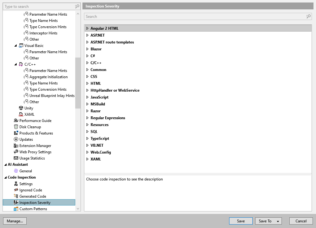 ReSharper options: Code Inspection | Inspection Severity