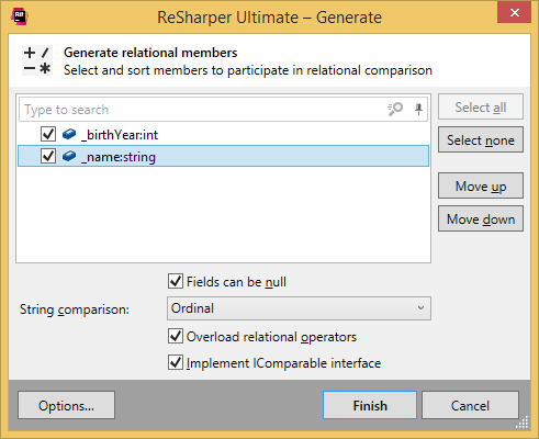 Generating relational members with ReSharper Generating relational members with ReSharper