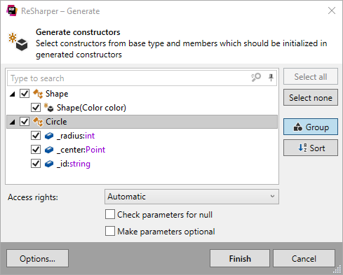 Generating type constructors with ReSharper Generating type constructors with ReSharper