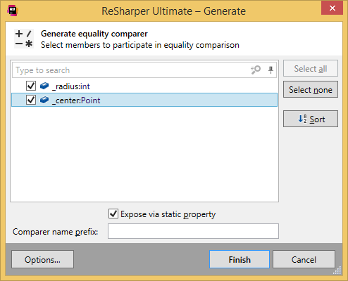 Generating equality comparer with ReSharper Generating equality comparer with ReSharper