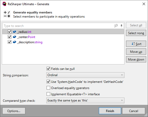 Generating equality members Generating equality members