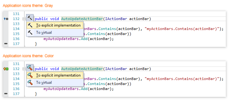 ReSharper: examples of different color themes. ReSharper: examples of different color themes.