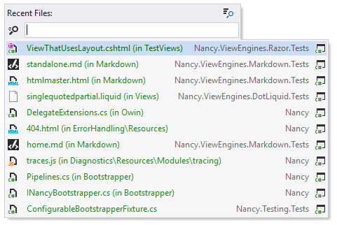 Navigating to files that you have opened recently Navigating to files that you have opened recently