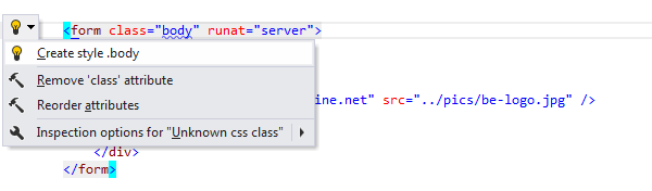 ReSharper: Create style quick-fix in CSS ReSharper: Create style quick-fix in CSS