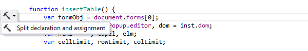 ReSharper: Split declaration and assignment context action in JavaScript ReSharper: Split declaration and assignment context action in JavaScript