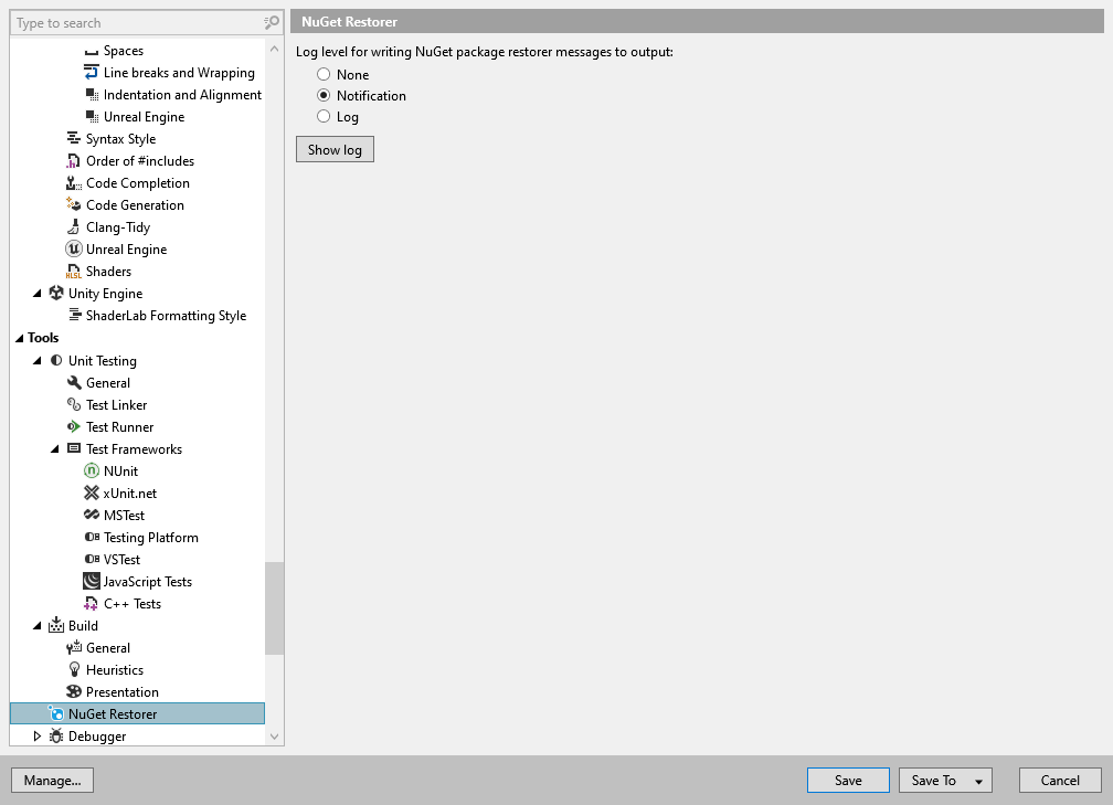 ReSharper options: Tools | Build | NuGet Restorer ReSharper options: Tools | Build | NuGet Restorer