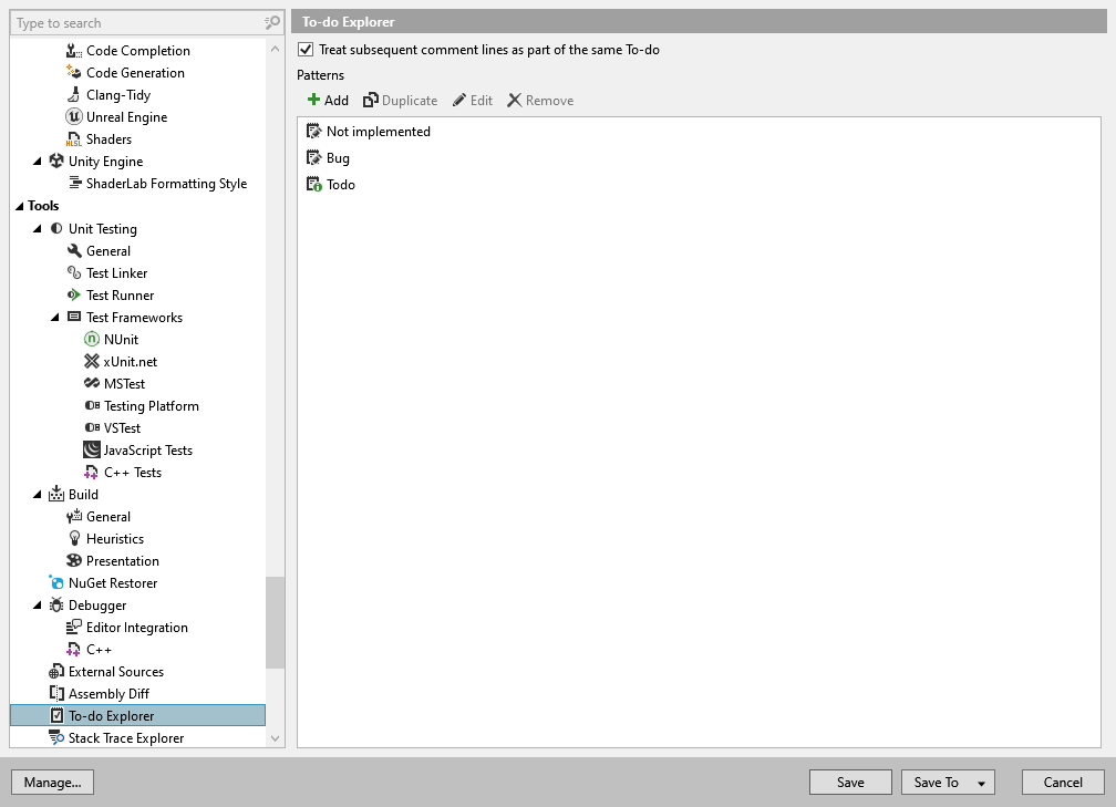 ReSharper options: Tools | To-do Explorer ReSharper options: Tools | To-do Explorer