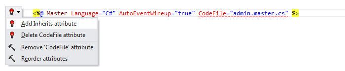 ReSharper: 'Add Inherits attribute' quick-fix in ASP.NET ReSharper: 'Add Inherits attribute' quick-fix in ASP.NET