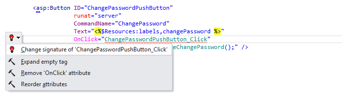 ReSharper: 'Change signature' quick-fix in ASP.NET ReSharper: 'Change signature' quick-fix in ASP.NET