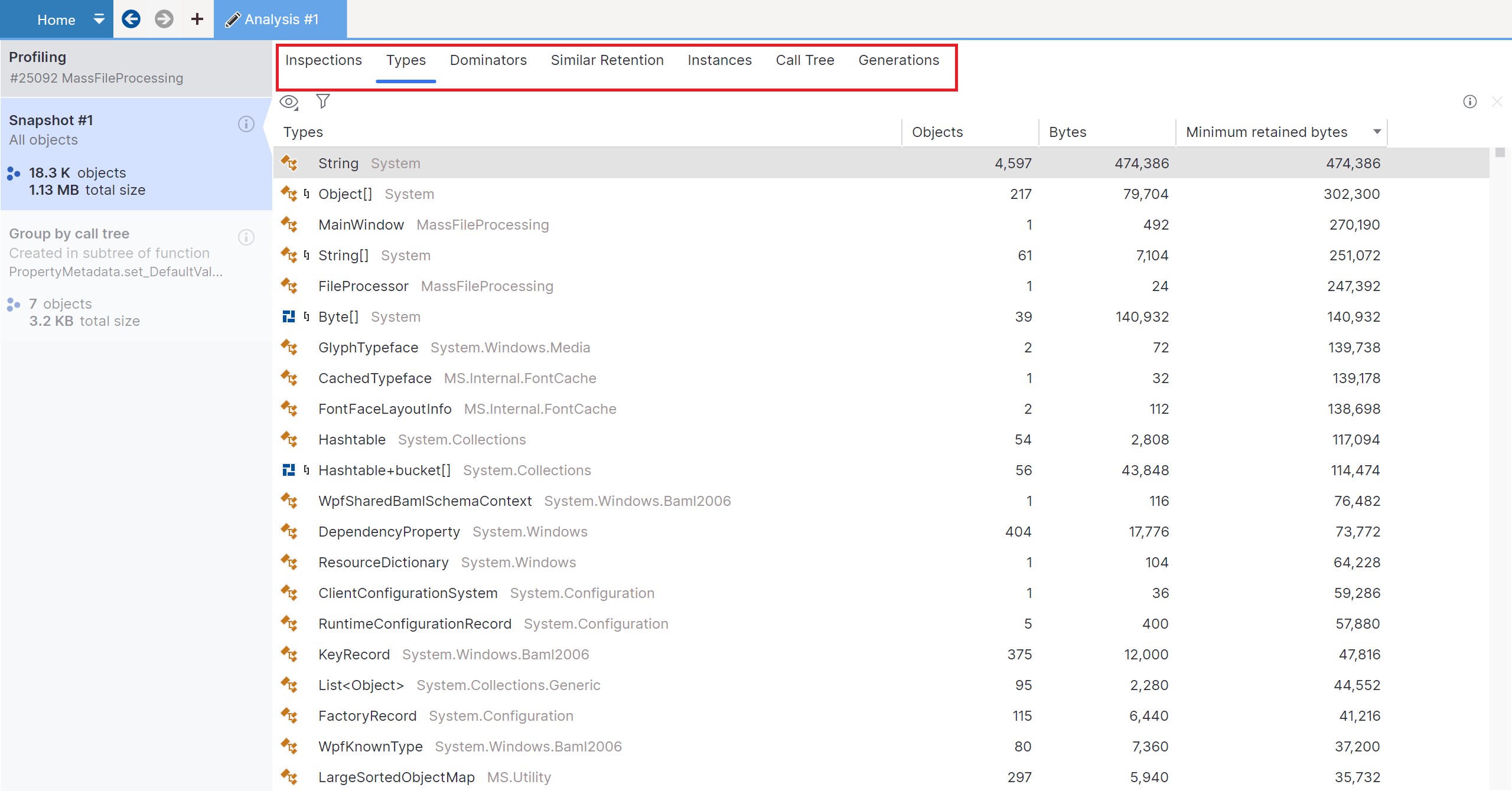 dotMemory: Analyzing object set dotMemory: Analyzing object set