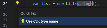 Built-in type usage style quick-fix