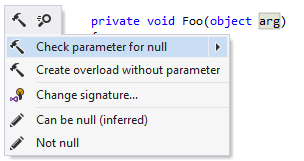 ReSharper: Checking parameter for null ReSharper: Checking parameter for null