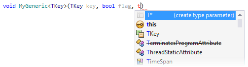 Creating a type parameter from usage in method parameters Creating a type parameter from usage in method parameters