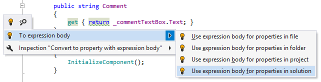 ReSharper helps implement new C# features ReSharper helps implement new C# features