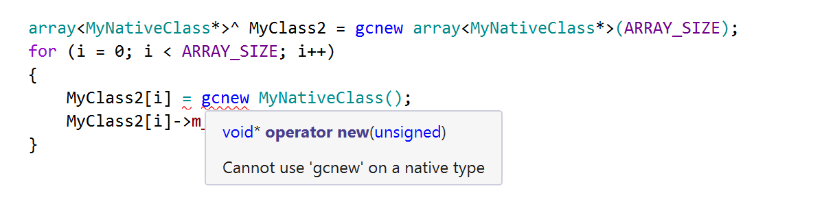 Cannot use gcnew on a native type Cannot use gcnew on a native type
