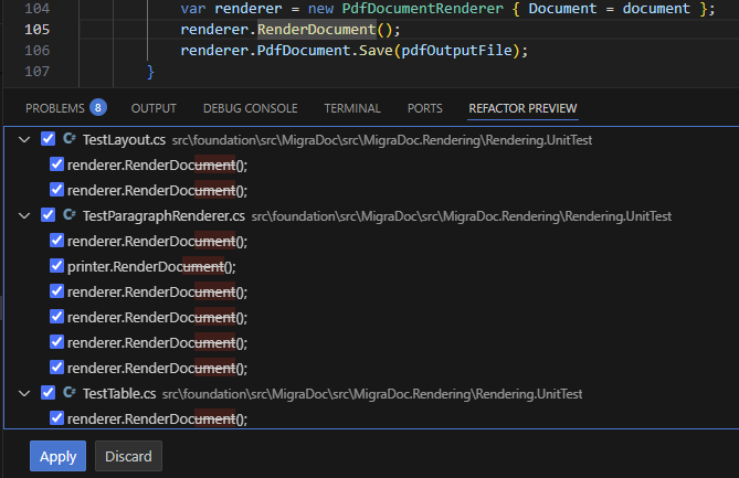 ReSharper for Visual Studio Code: Rename refactoring preview