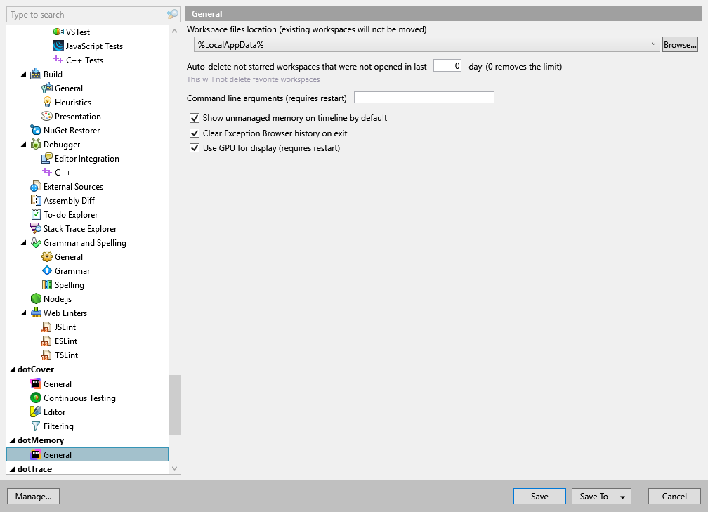 dotMemory options: dotMemory | General dotMemory options: dotMemory | General