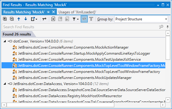 dotPeek: Find results window dotPeek: Find results window