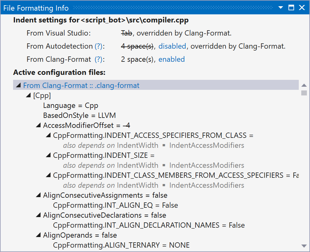 ReSharper. File Formatting Info window ReSharper. File Formatting Info window