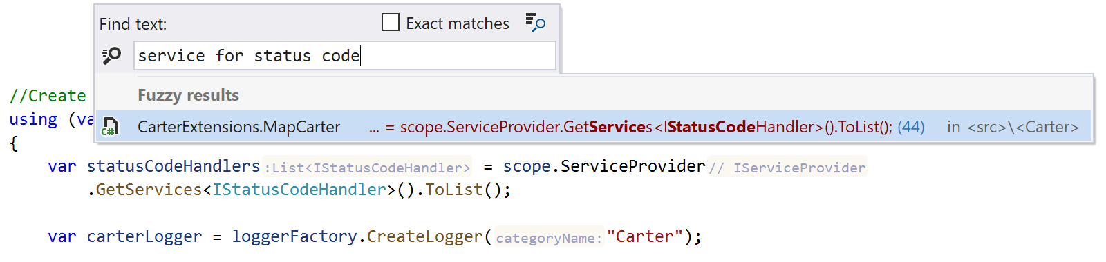 ReSharper: Fuzzy text search. Occurrences in the code ReSharper: Fuzzy text search. Occurrences in the code