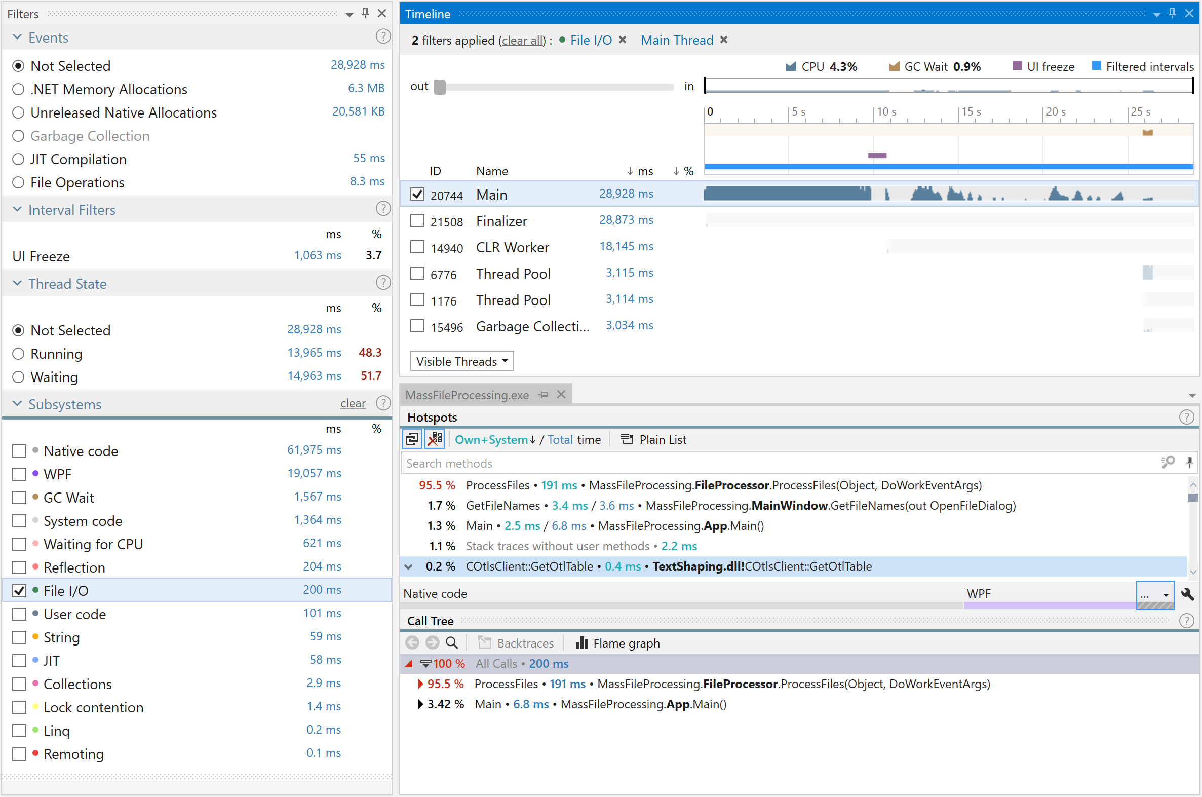 dotTrace Viewer 用户界面 dotTrace Viewer 用户界面