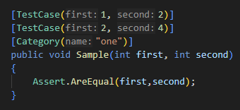 ReSharper for Visual Studio Code: Inlay hings for NUnit TestCase attribute