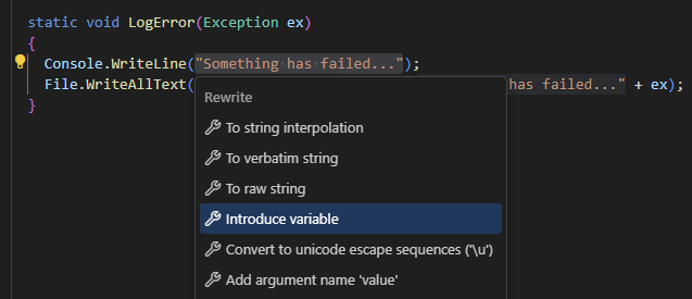 ReSharper: Introduce Variable refactoring ReSharper: Introduce Variable refactoring