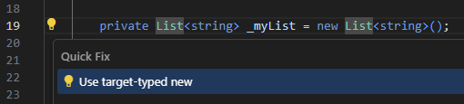 ReSharper syntax style inspection: Use target-typed new