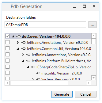 PDB Generation dialog PDB Generation dialog