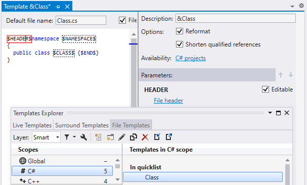 ReSharper: File template with file header ReSharper: File template with file header