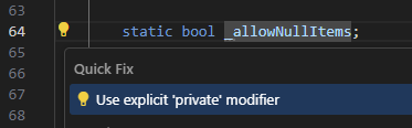 Fixing implicit private modifier