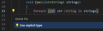 'var' usage quick-fix