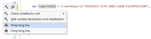 ReSharper: Wrap and chop long lines ReSharper: Wrap and chop long lines