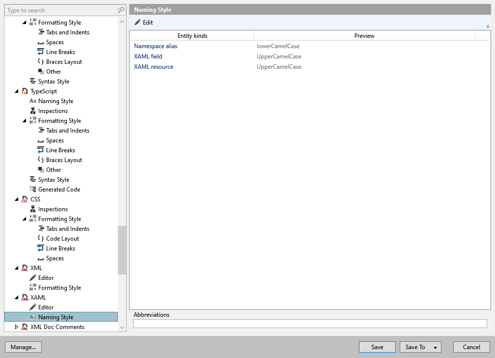 ReSharper options: Code Editing | XAML | Casing