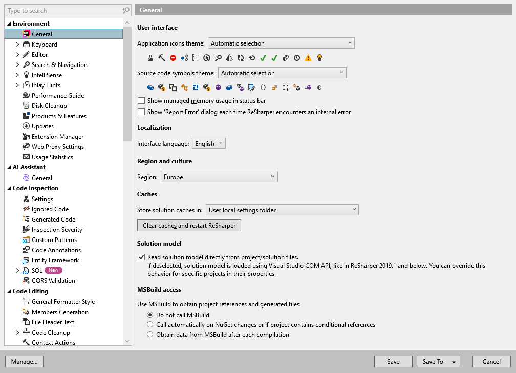 ReSharper options