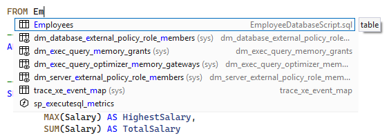 ReSharper: Code completion in SQL