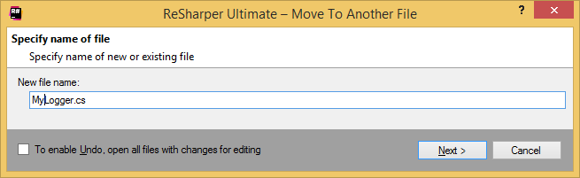 ReSharper。 別のファイルに移動リファクタリング