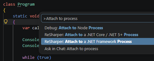 ReSharper: Attach to process ReSharper: Attach to process