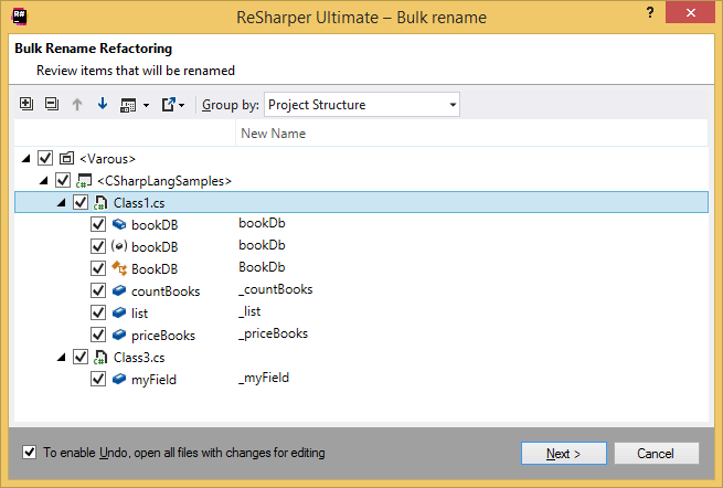 Fix in scope: bulk rename Fix in scope: bulk rename