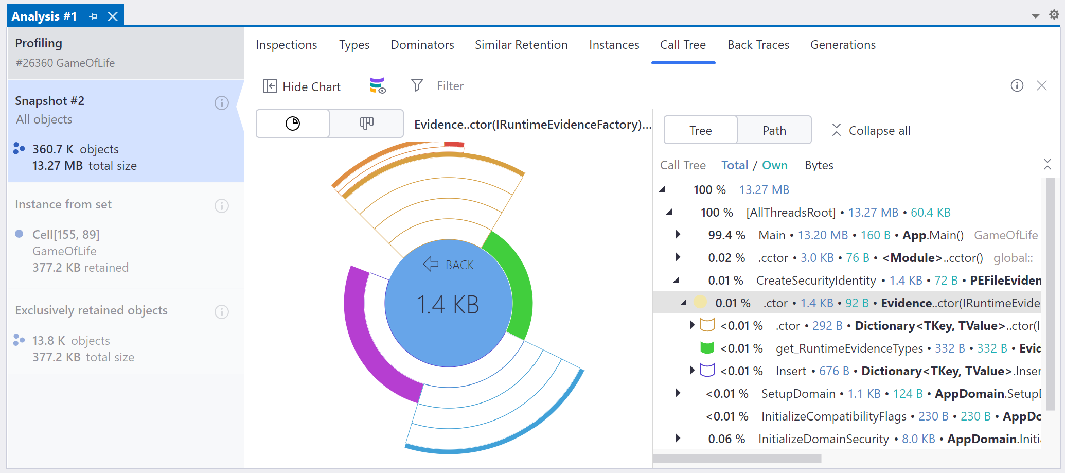 Visual Studio 中的 dotMemory