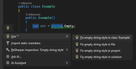 ReSharper: Fix empty string style