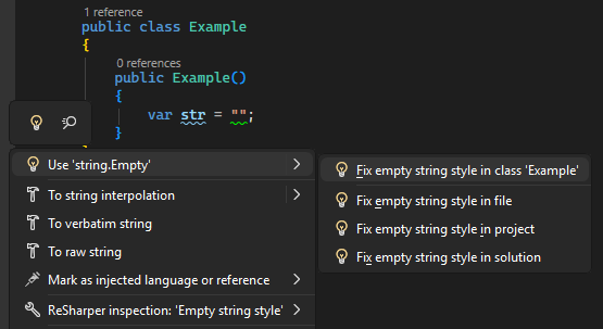 ReSharper: Fix empty string style